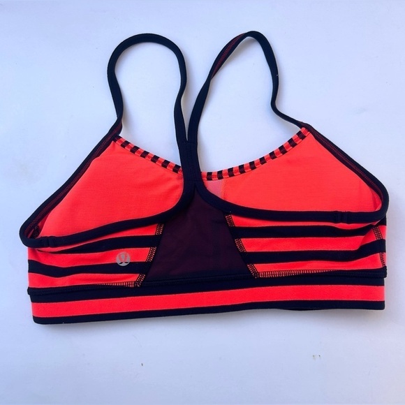 LULULEMON Power Y Striped Sports Bra Size 6 Orange/Black Striped Workout - Picture 2 of 4